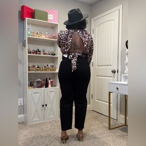 Leopard Tie-Back Blouse - Chic Open-Back Women’s Top